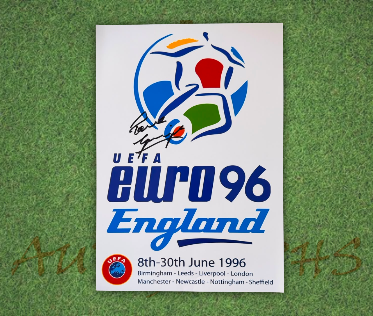 Paul Gascoigne Signed 16x12 England Euro 96 Poster 3