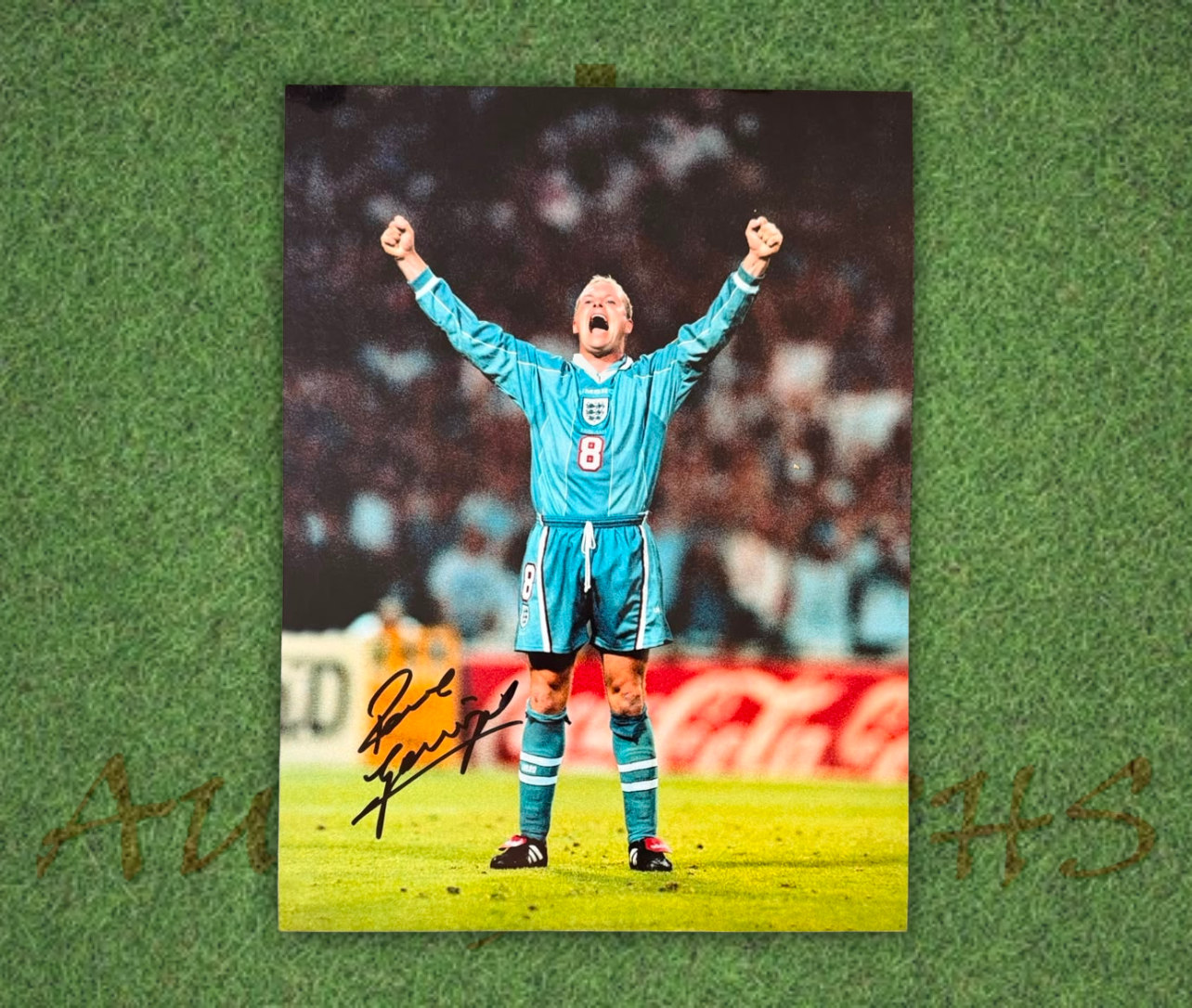 Paul Gascoigne Signed 16x12 England Football Euro 1996 Celebration Photo 2
