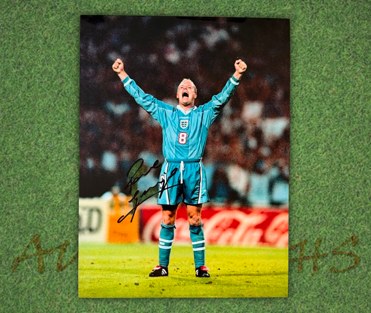 Paul Gascoigne Signed 16x12 England Football Euro 1996 Celebration Photo 4