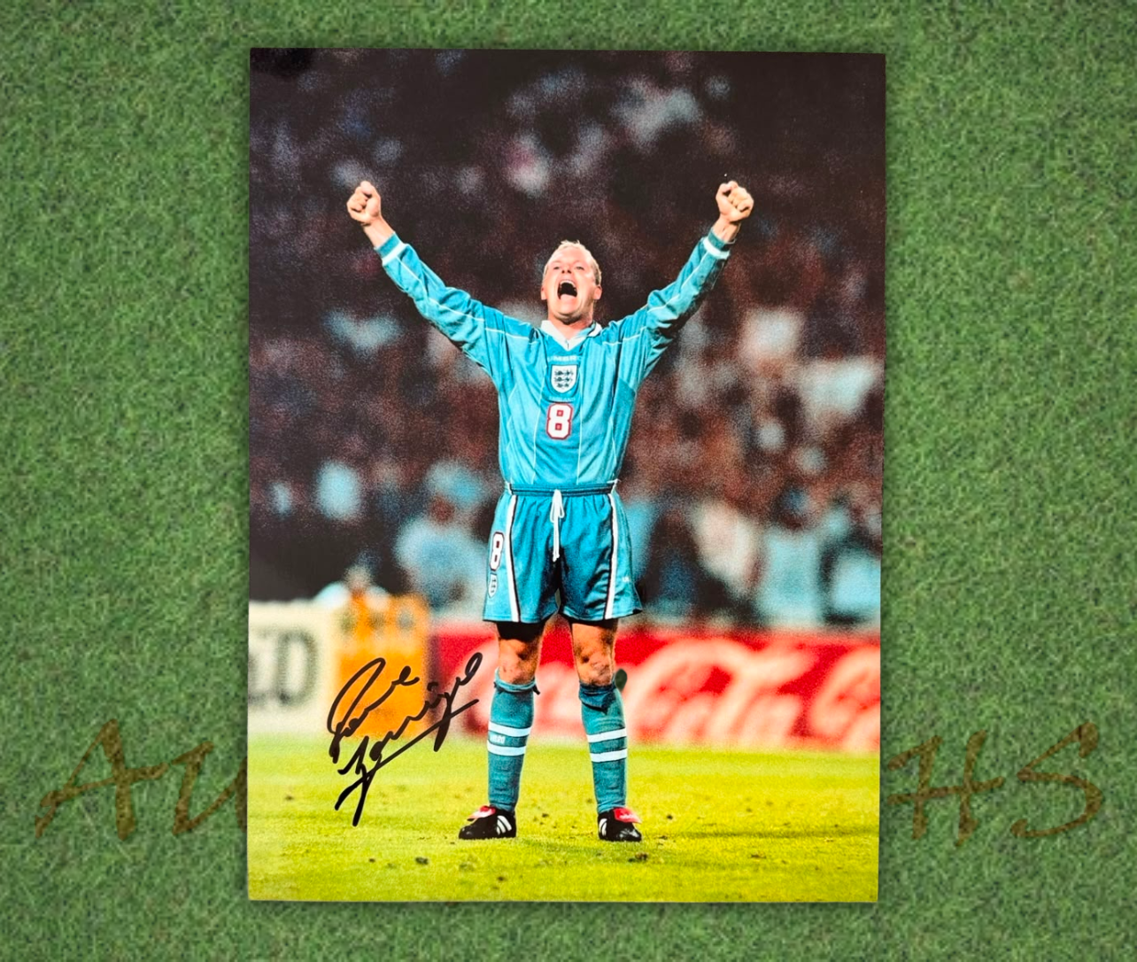 Paul Gascoigne Signed 16x12 England Football Euro 1996 Celebration Photo 5