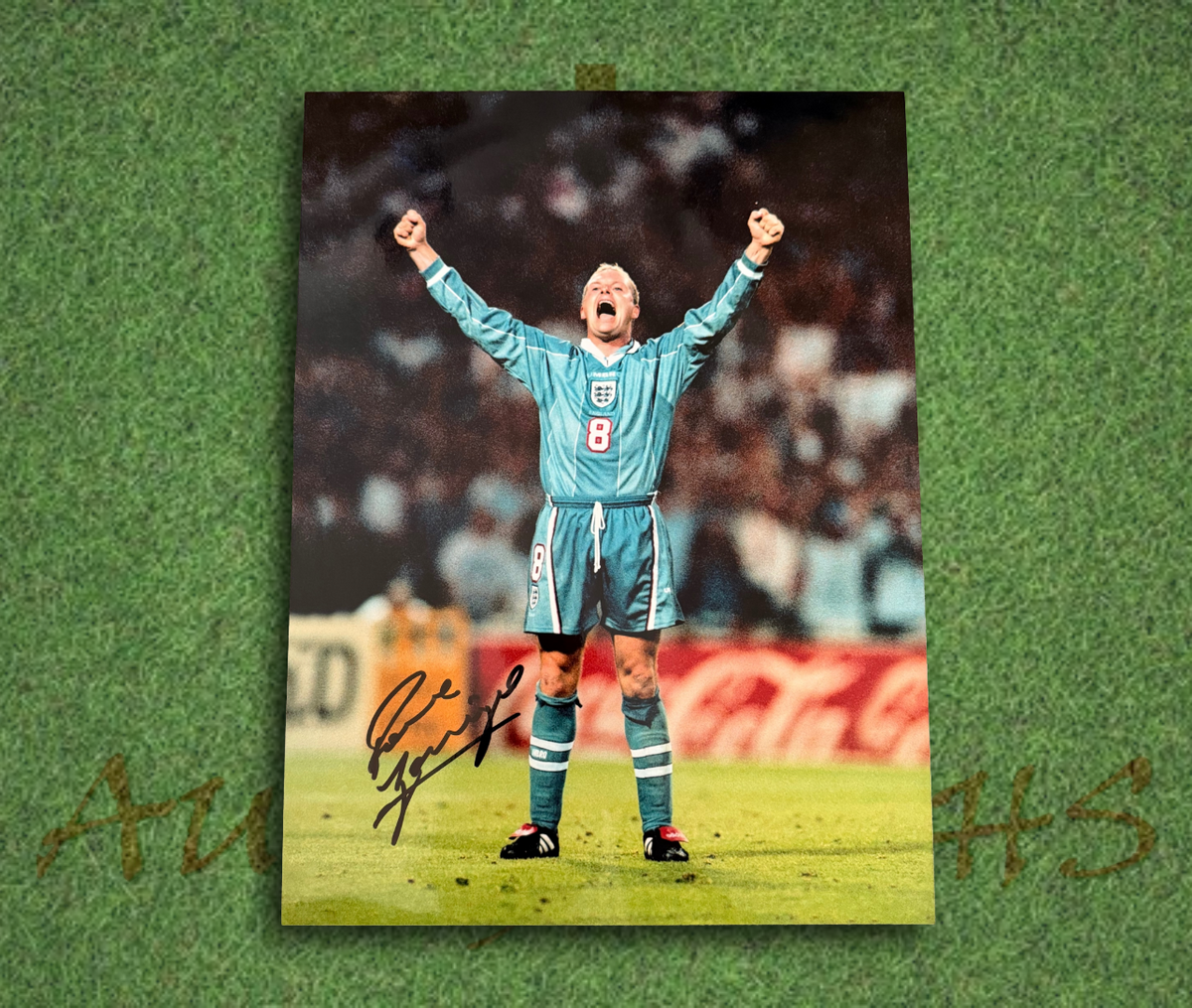 Paul Gascoigne Signed 16x12 England Football Euro 1996 Celebration Photo 6