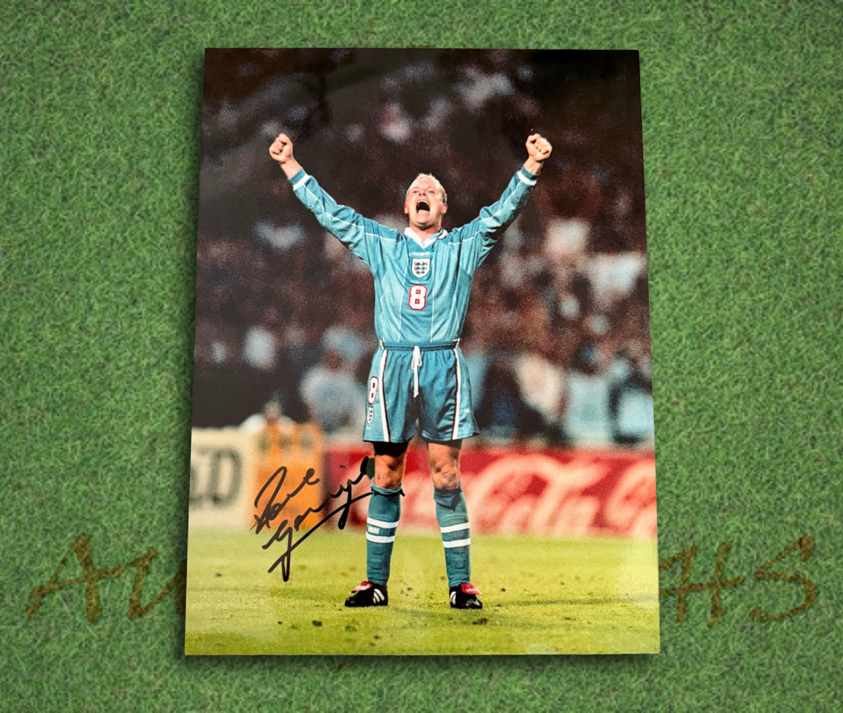 Paul Gascoigne Signed 16x12 England Football Euro 1996 Celebration Photo 9