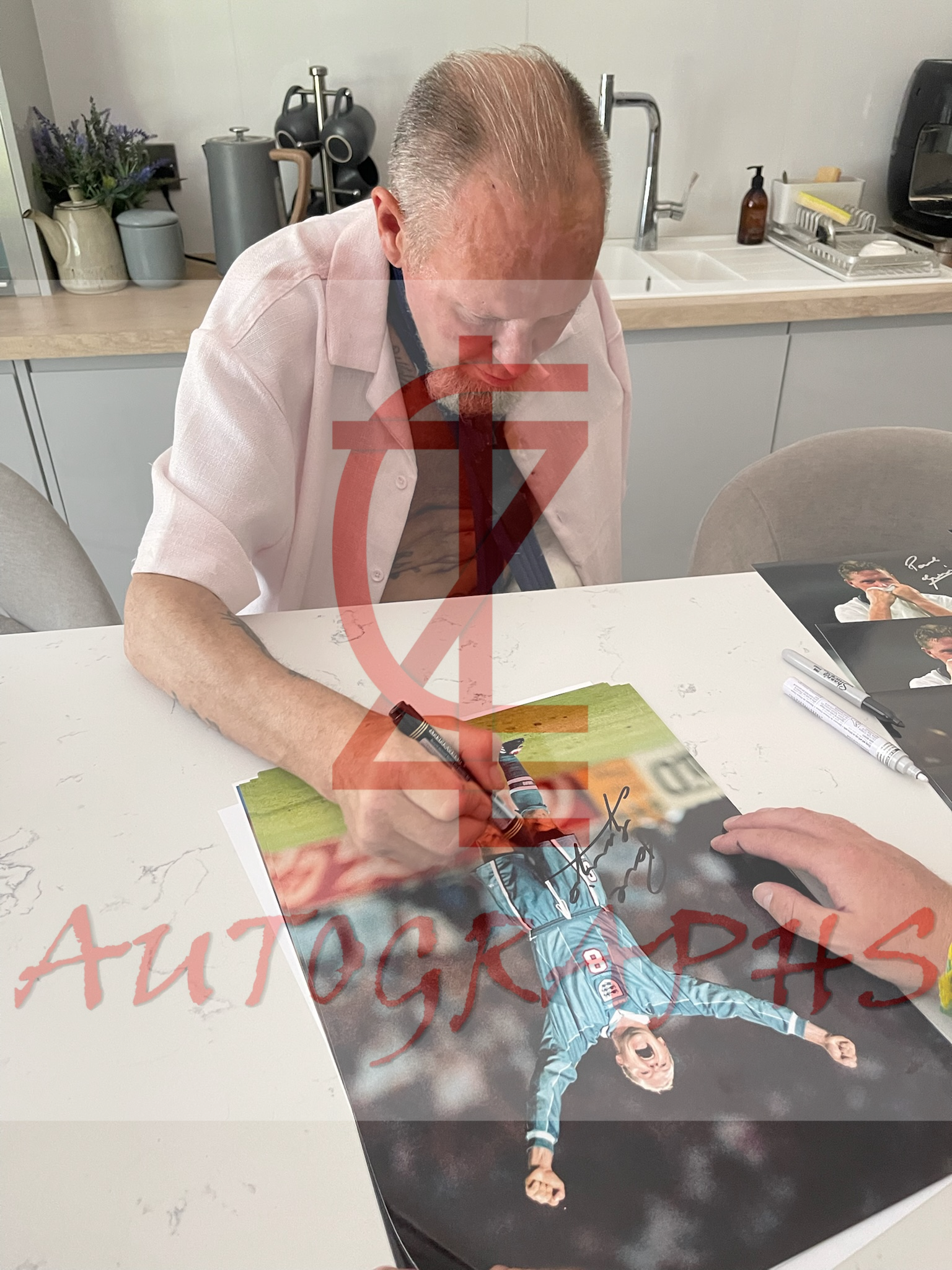 Paul Gascoigne Signed 16x12 England Football Euro 1996 Celebration Photo Proof 1