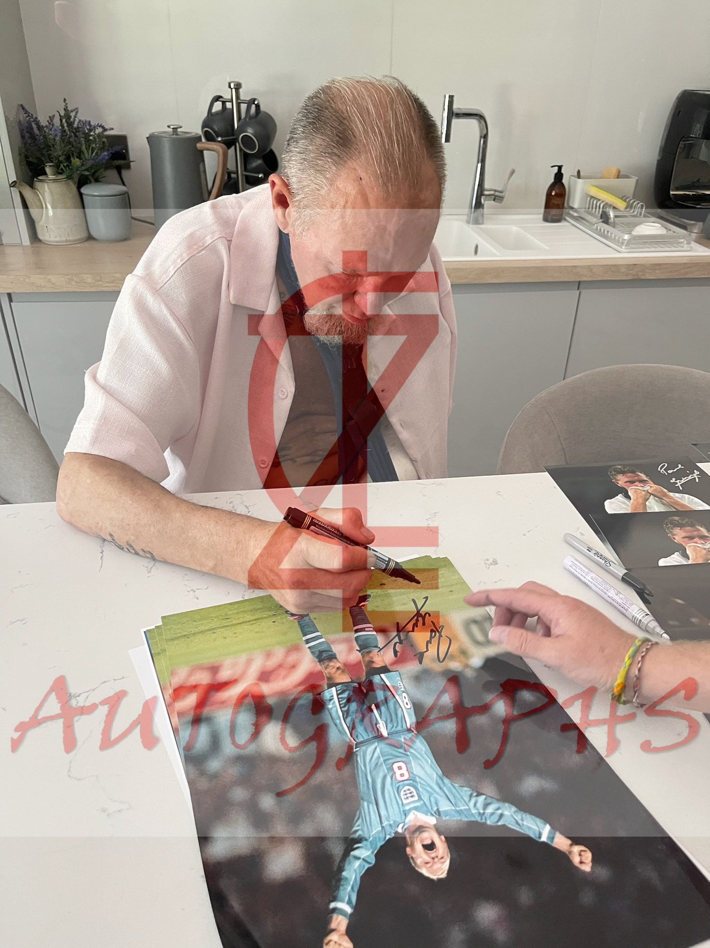 Paul Gascoigne Signed 16x12 England Football Euro 1996 Celebration Photo Proof 2