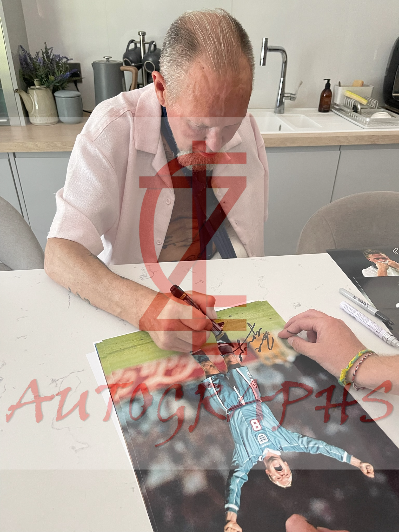 Paul Gascoigne Signed 16x12 England Football Euro 1996 Celebration Photo Proof 4
