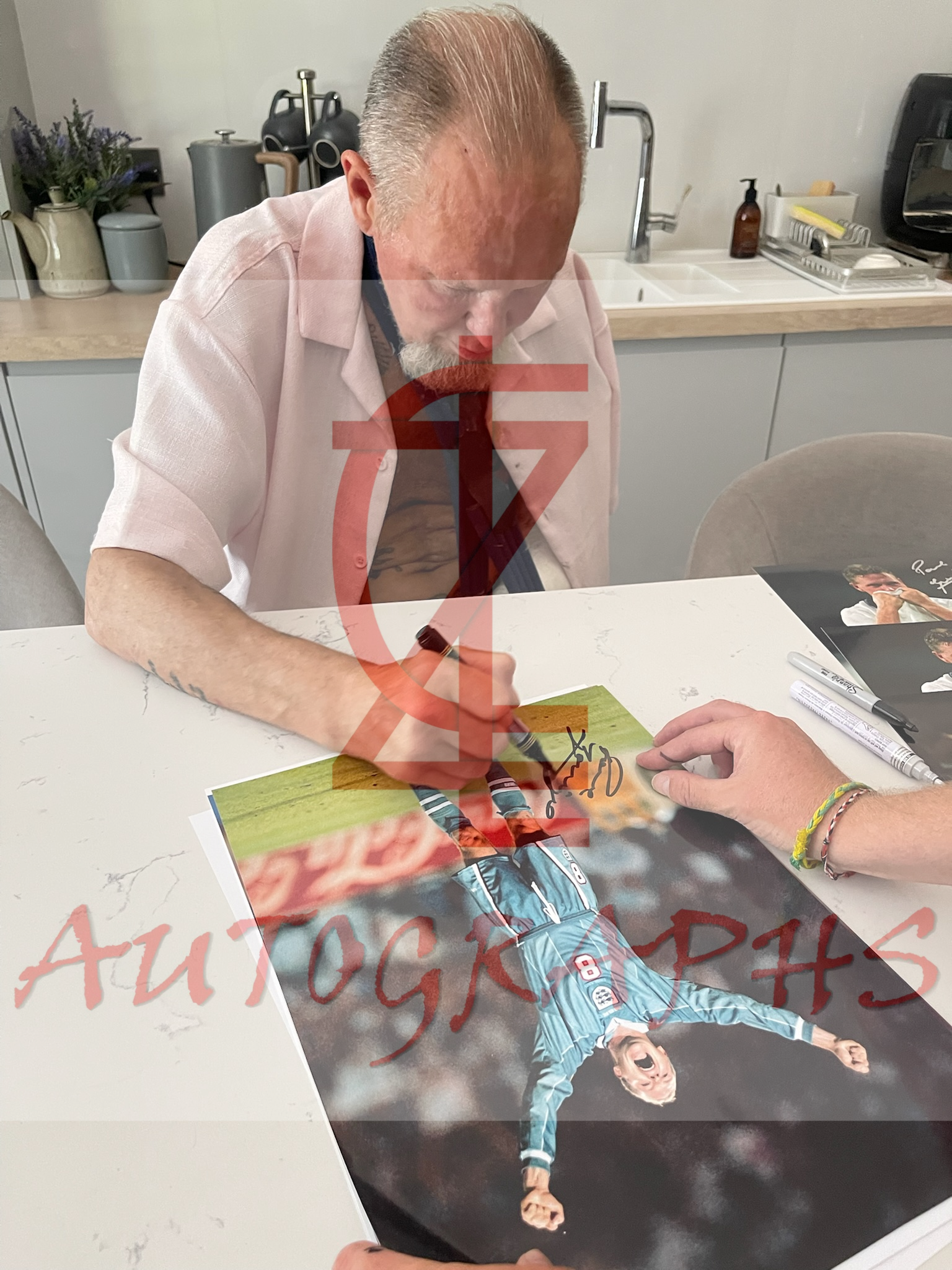 Paul Gascoigne Signed 16x12 England Football Euro 1996 Celebration Photo Proof 5