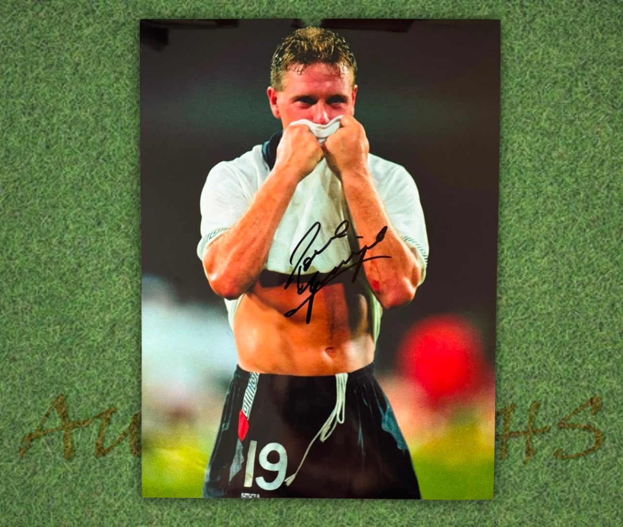 Paul Gascoigne Signed 16x12 England Football Italia 90 Tears Photo Black 3