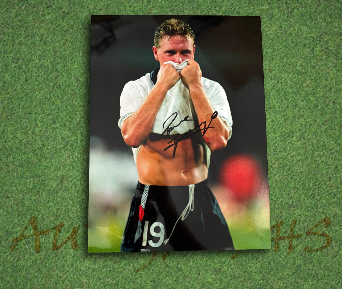 Paul Gascoigne Signed 16x12 England Football Italia 90 Tears Photo Black 4
