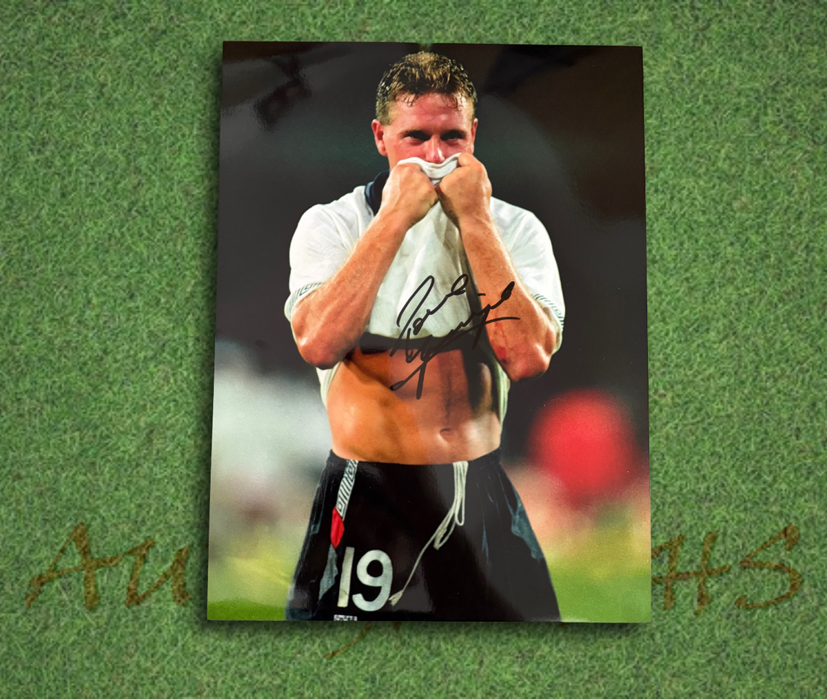 Paul Gascoigne Signed 16x12 England Football Italia 90 Tears Photo Black 5
