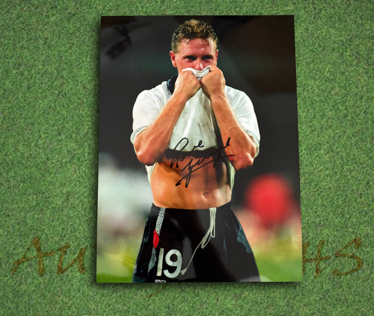 Paul Gascoigne Signed 16x12 England Football Italia 90 Tears Photo Black 6