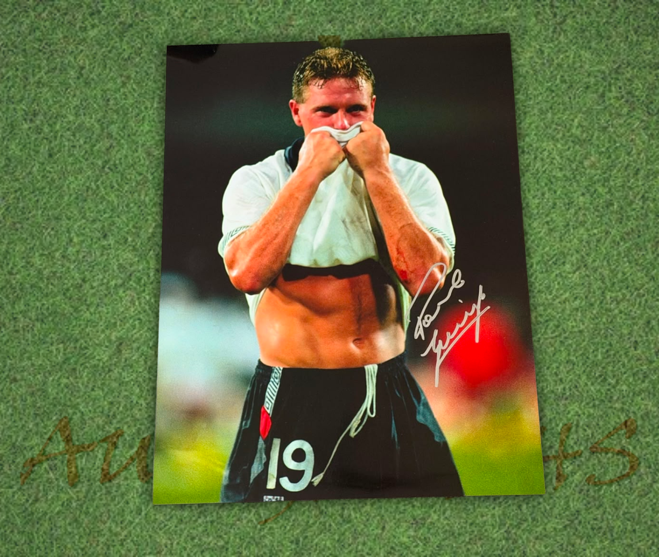 Paul Gascoigne Signed 16x12 England Football Italia 90 Tears Photo Silver 2