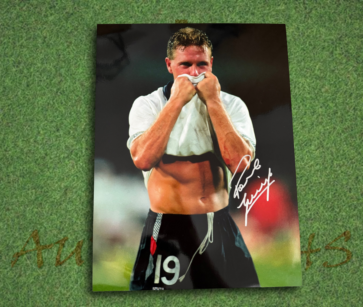 Paul Gascoigne Signed 16x12 England Football Italia 90 Tears Photo Silver 3