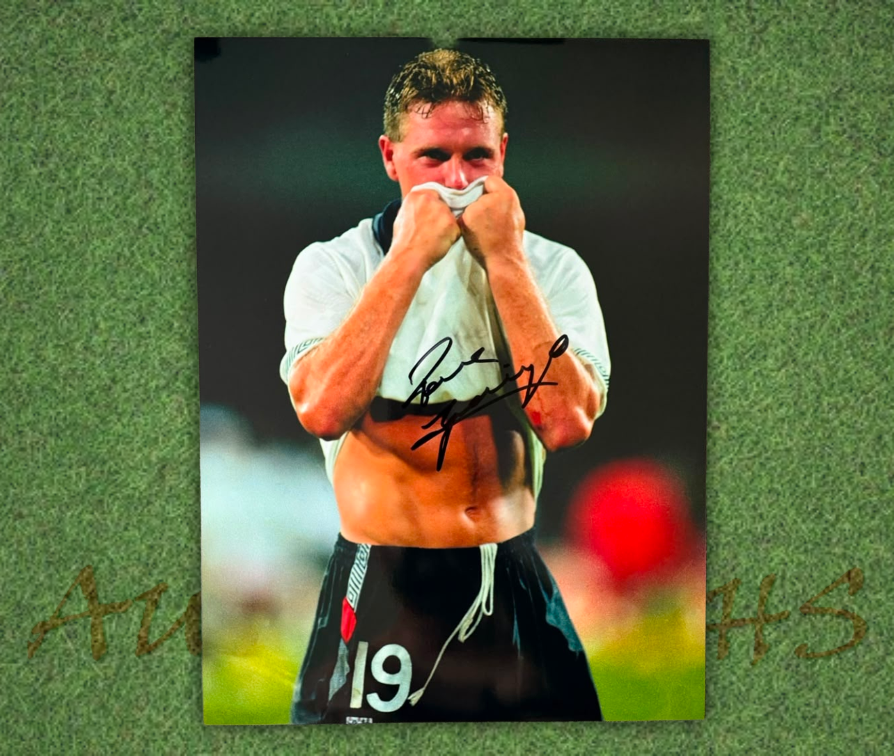 Paul Gascoigne Signed 16x12 England Football Italia 90 Tears Photo Black 1