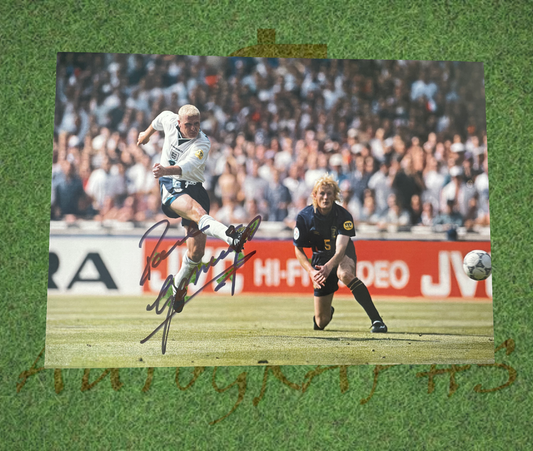 Paul Gascoigne Signed 42x30cm England Football Euro 1996 Volley Photo-Signed Photo-ZCL Autographs-ZCL Autographs