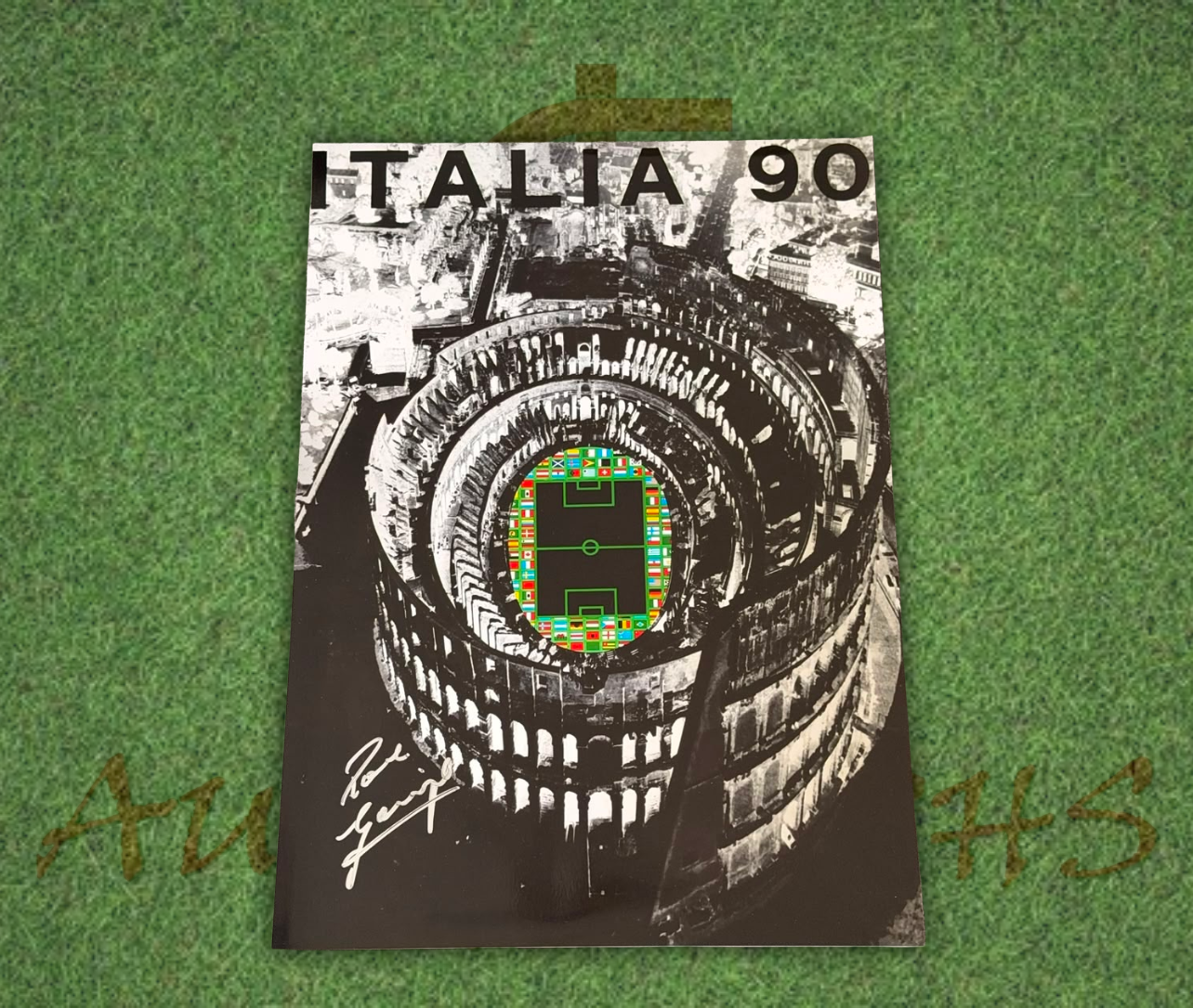 Paul Gascoigne Signed A3 England World Cup Italia 1990 Poster 1
