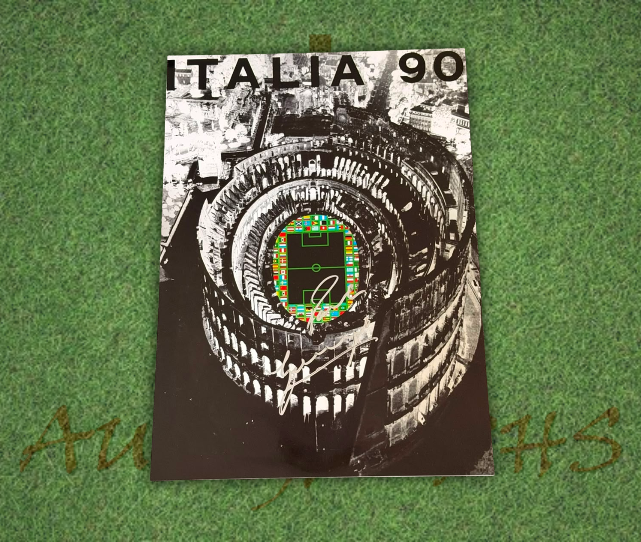 Paul Gascoigne Signed A3 England World Cup Italia 1990 Poster 2