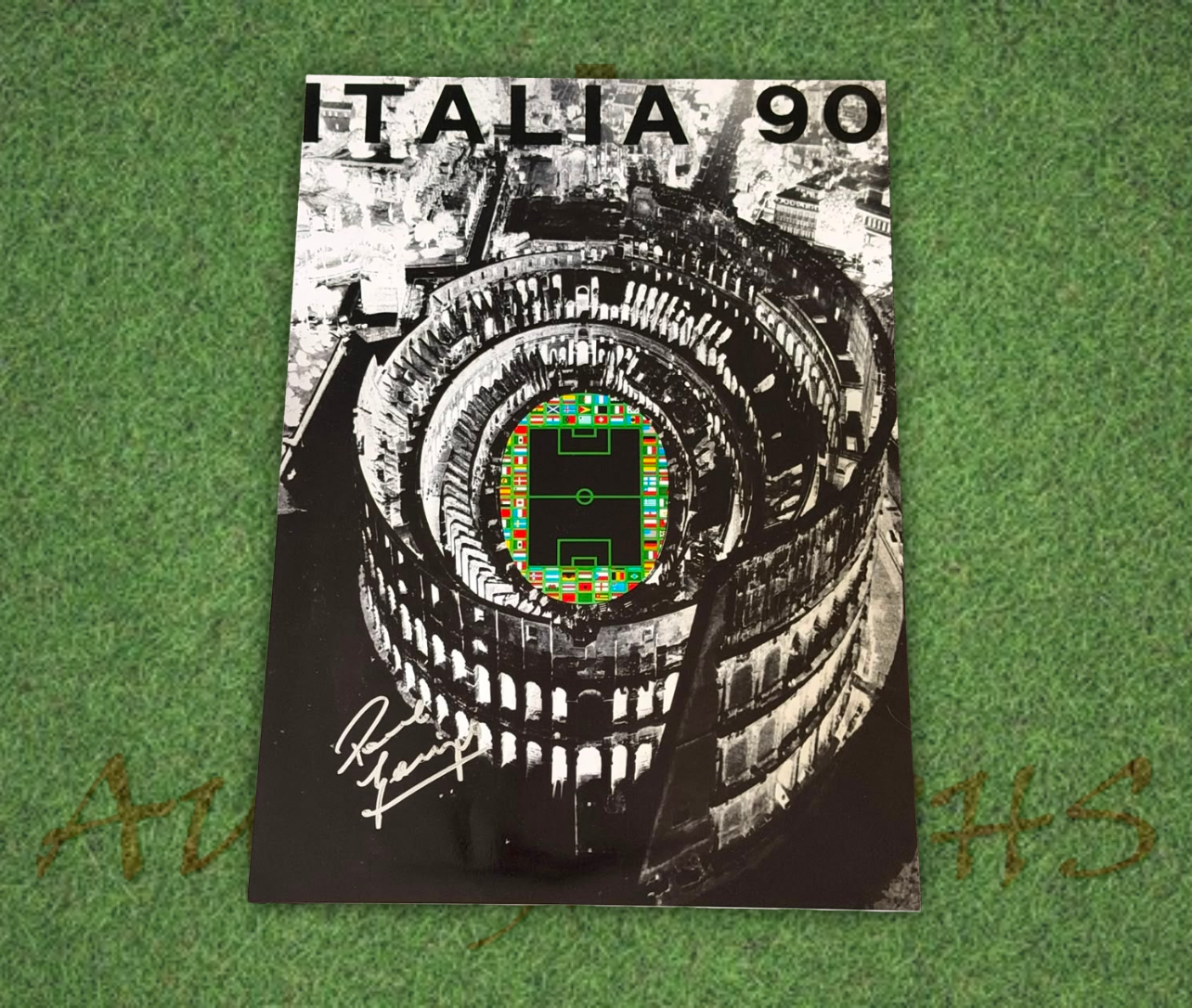 Paul Gascoigne Signed A3 England World Cup Italia 1990 Poster 3