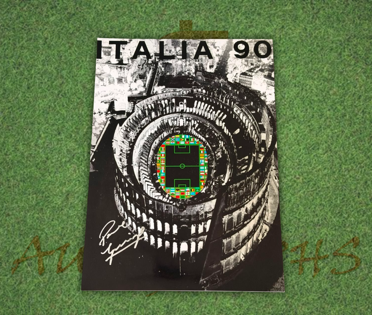 Paul Gascoigne Signed A3 England World Cup Italia 1990 Poster 4