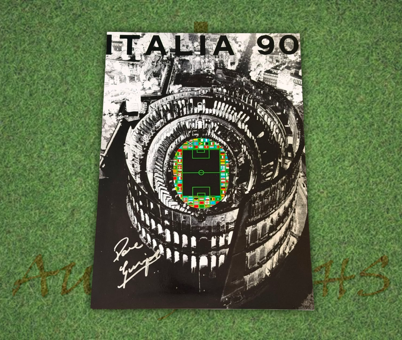 Paul Gascoigne Signed A3 England World Cup Italia 1990 Poster 5