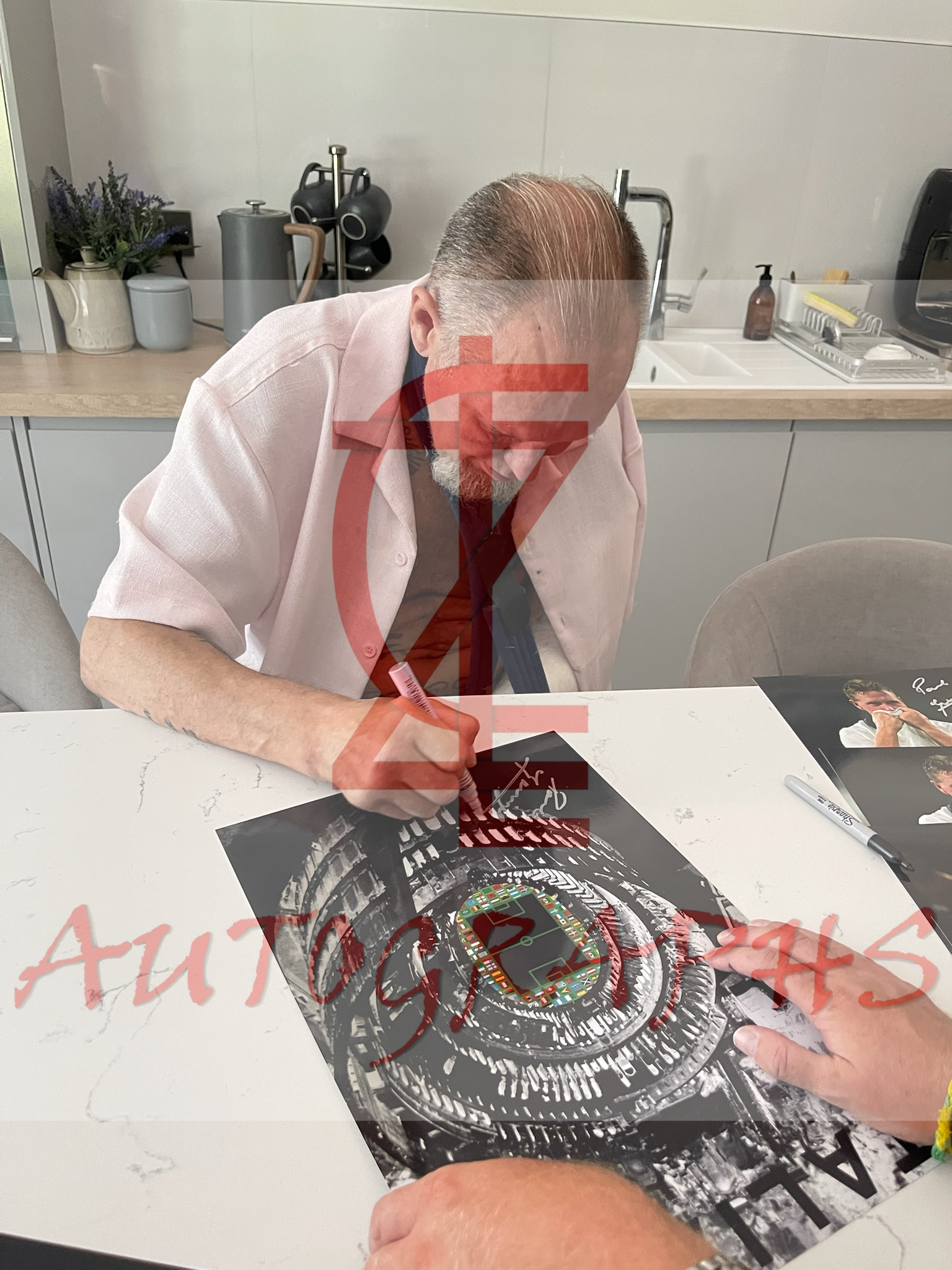 Paul Gascoigne Signed A3 England World Cup Italia 1990 Poster Proof 5