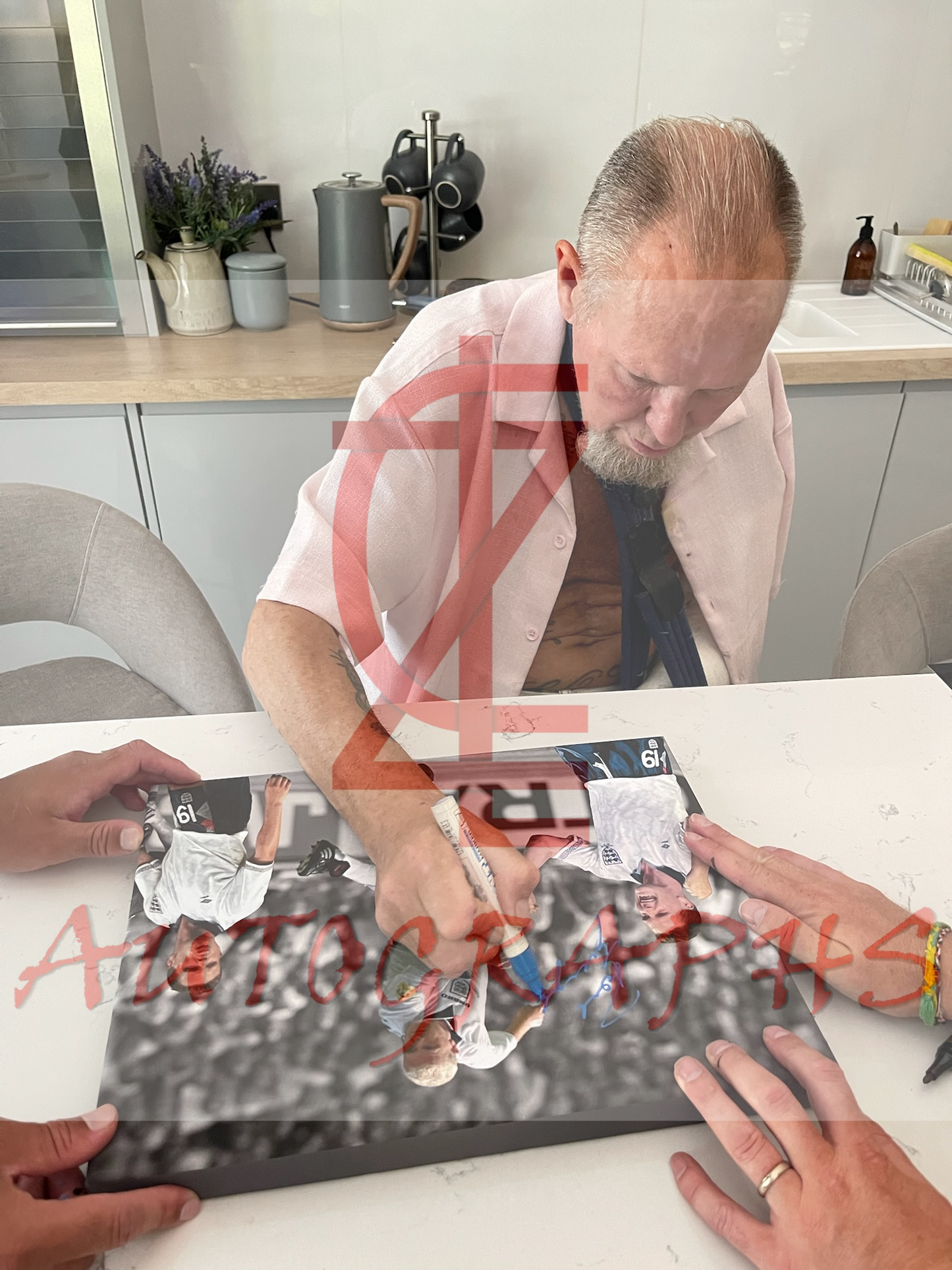 Paul Gascoigne Signed England Football Canvas Montage 16x12 Proof 4