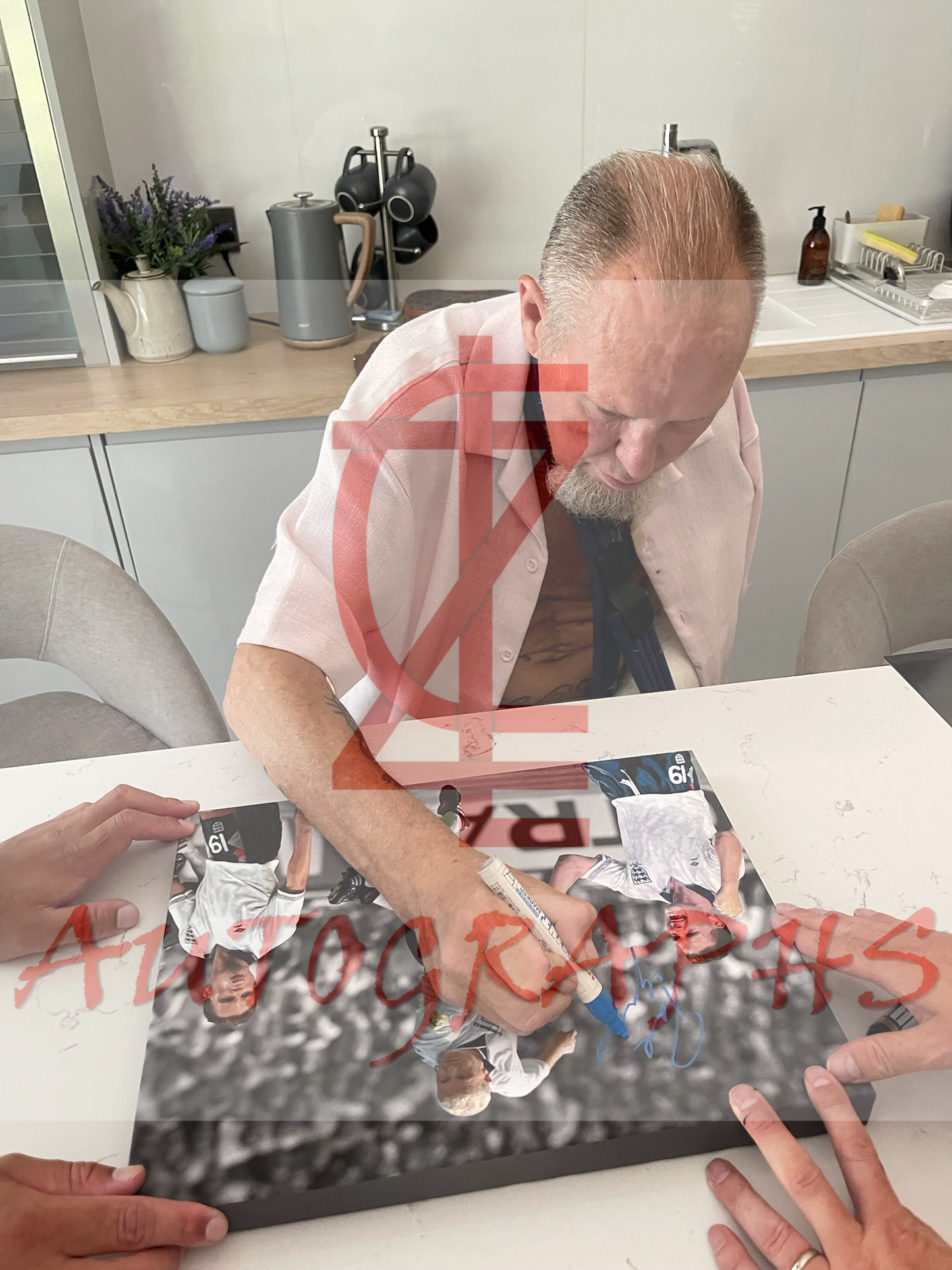 Paul Gascoigne Signed England Football Canvas Montage 16x12 Proof 5