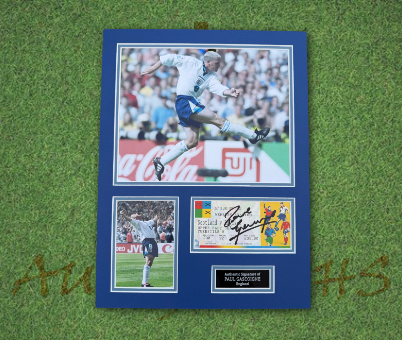 Paul Gascoigne Signed England Football Euro 96 Ticket Mount