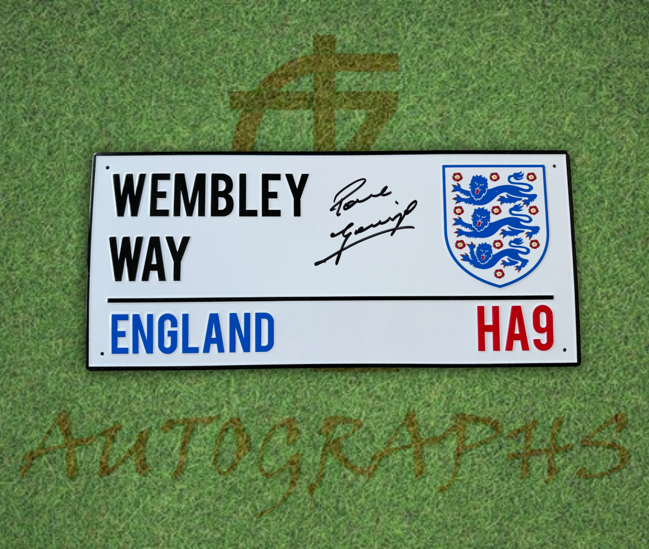 Paul Gascoigne Signed England Football Wembley Way Street Sign 1