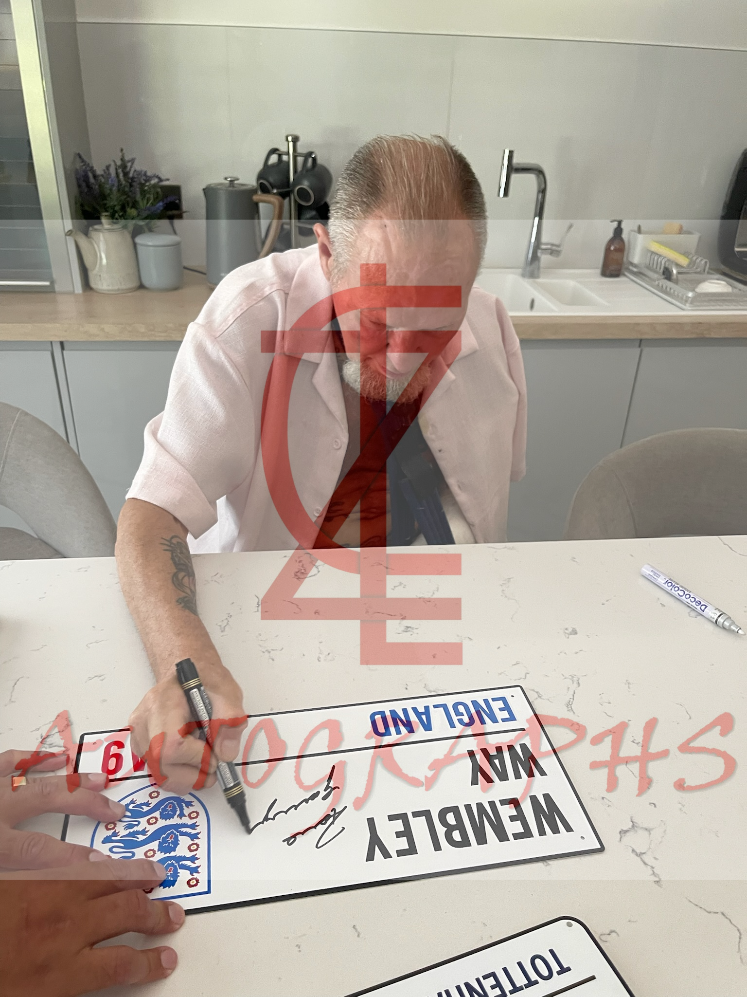 Paul Gascoigne Signed England Football Wembley Way Street Sign Proof