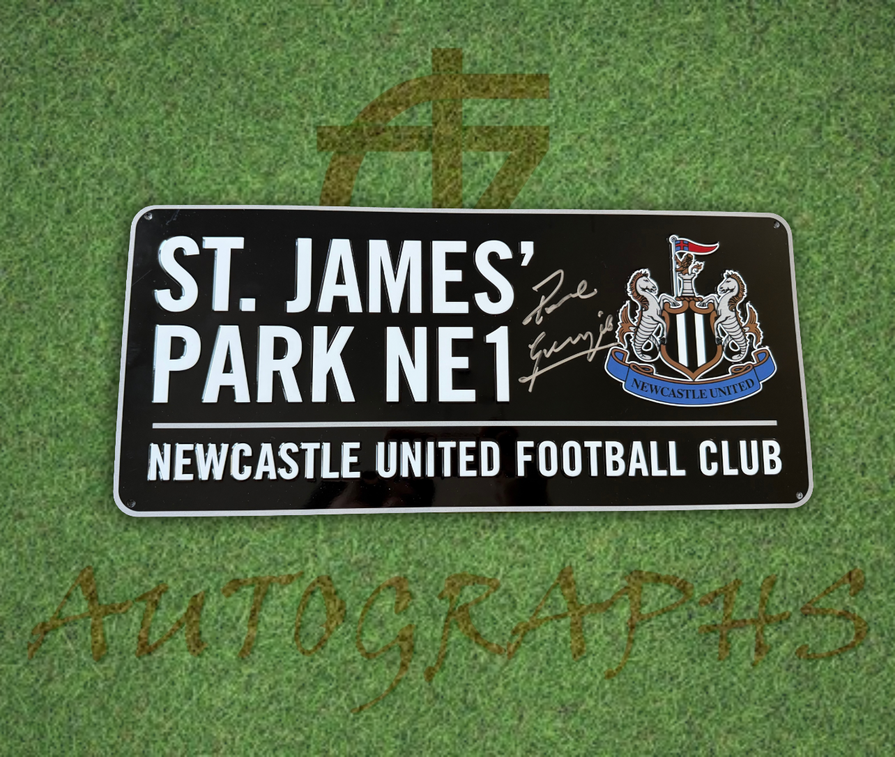 Paul Gascoigne Signed Newcastle United Football Club St James’ Park Black Street Sign 1