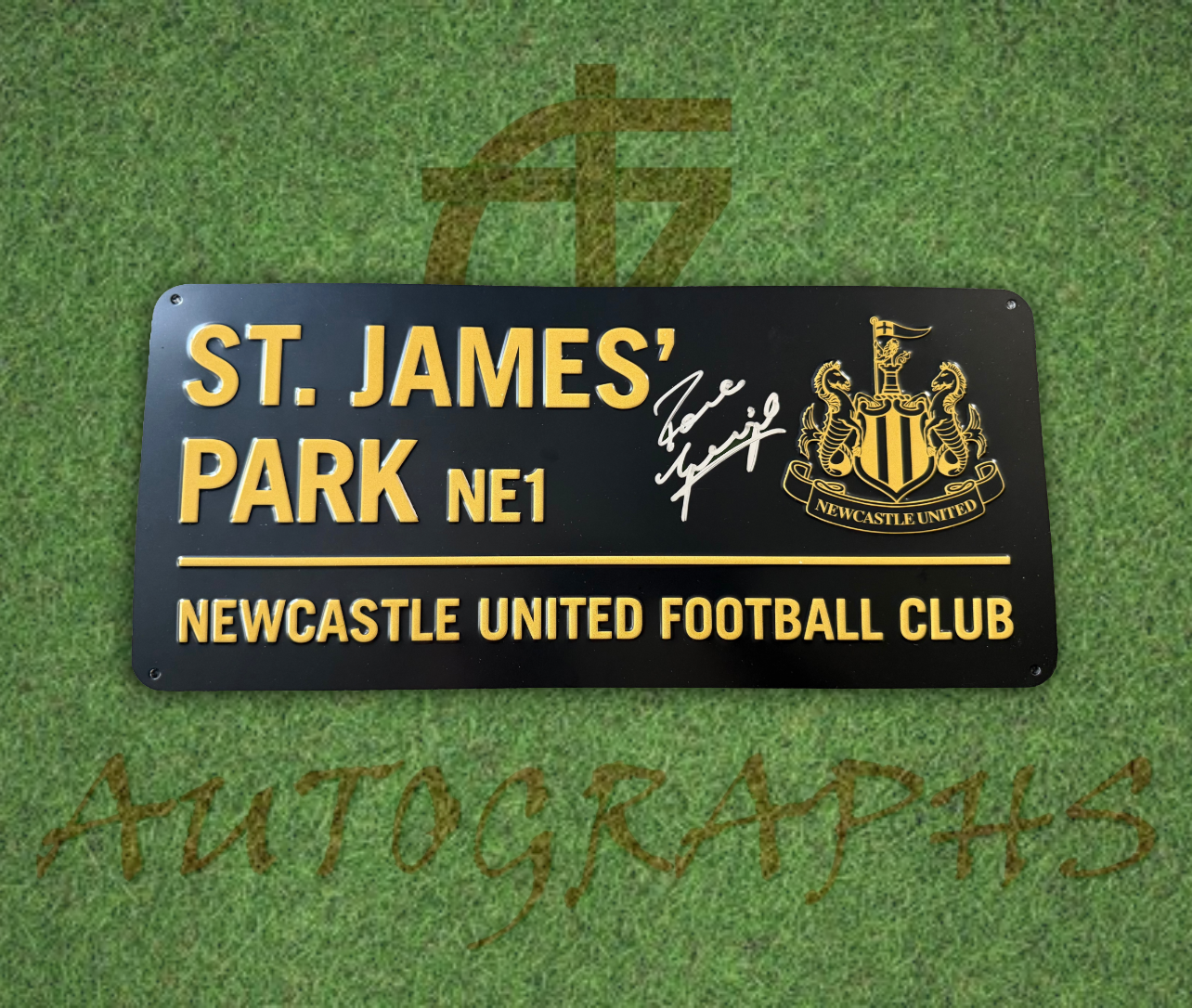 Paul Gascoigne Signed Newcastle United Football Club St James’ Park Gold Street Sign 1