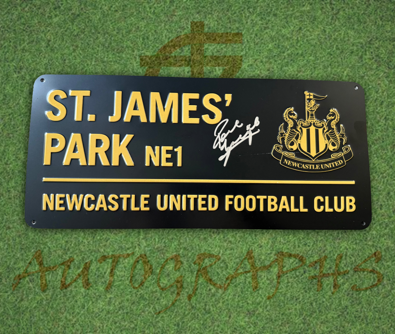 Paul Gascoigne Signed Newcastle United Football Club St James’ Park Gold Street Sign 2