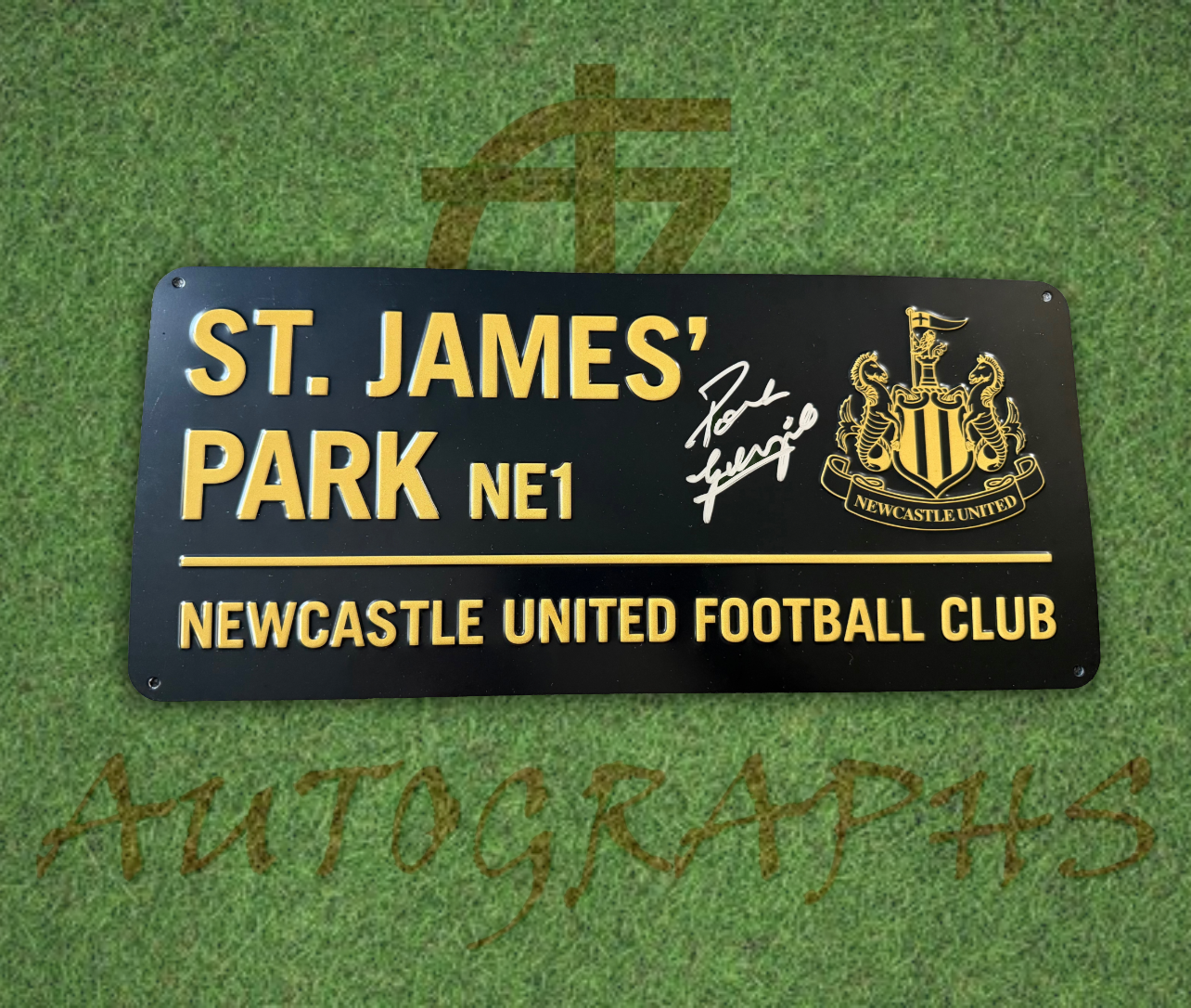 Paul Gascoigne Signed Newcastle United Football Club St James’ Park Gold Street Sign 3