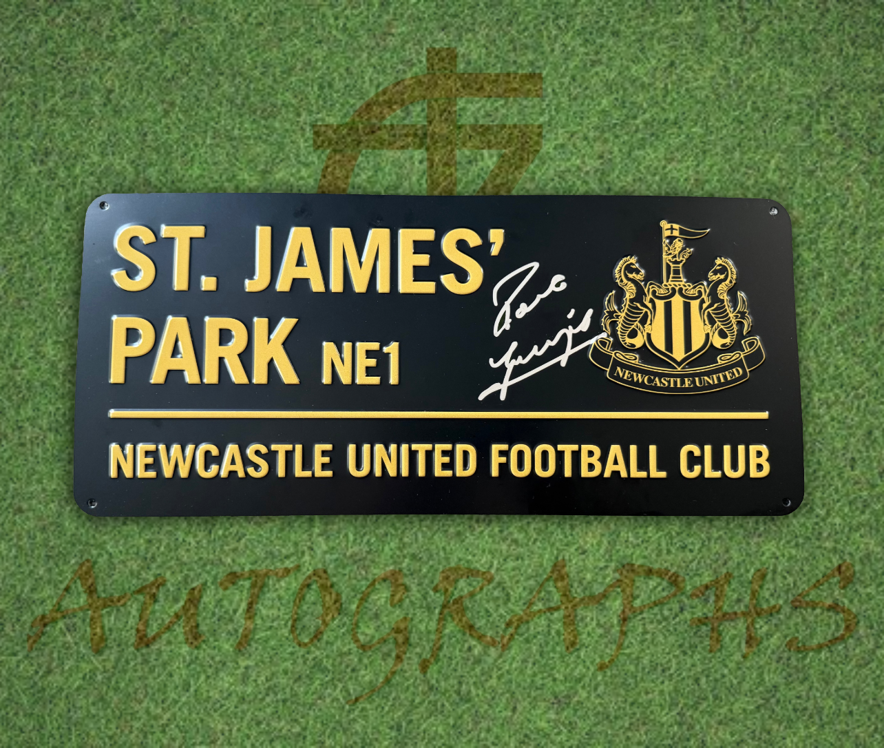 Paul Gascoigne Signed Newcastle United Football Club St James’ Park Gold Street Sign 4