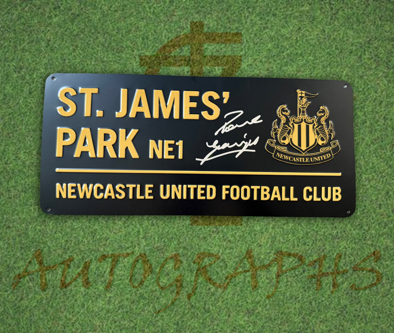 Paul Gascoigne Signed Newcastle United Football Club St James’ Park Gold Street Sign 5