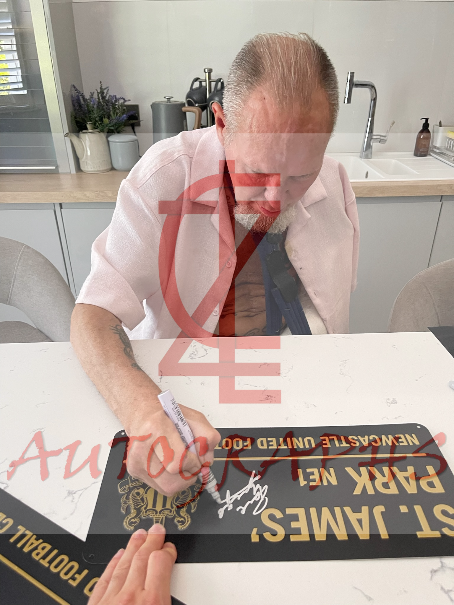 Paul Gascoigne Signed Newcastle United Football Club St James’ Park Gold Street Sign proof 4