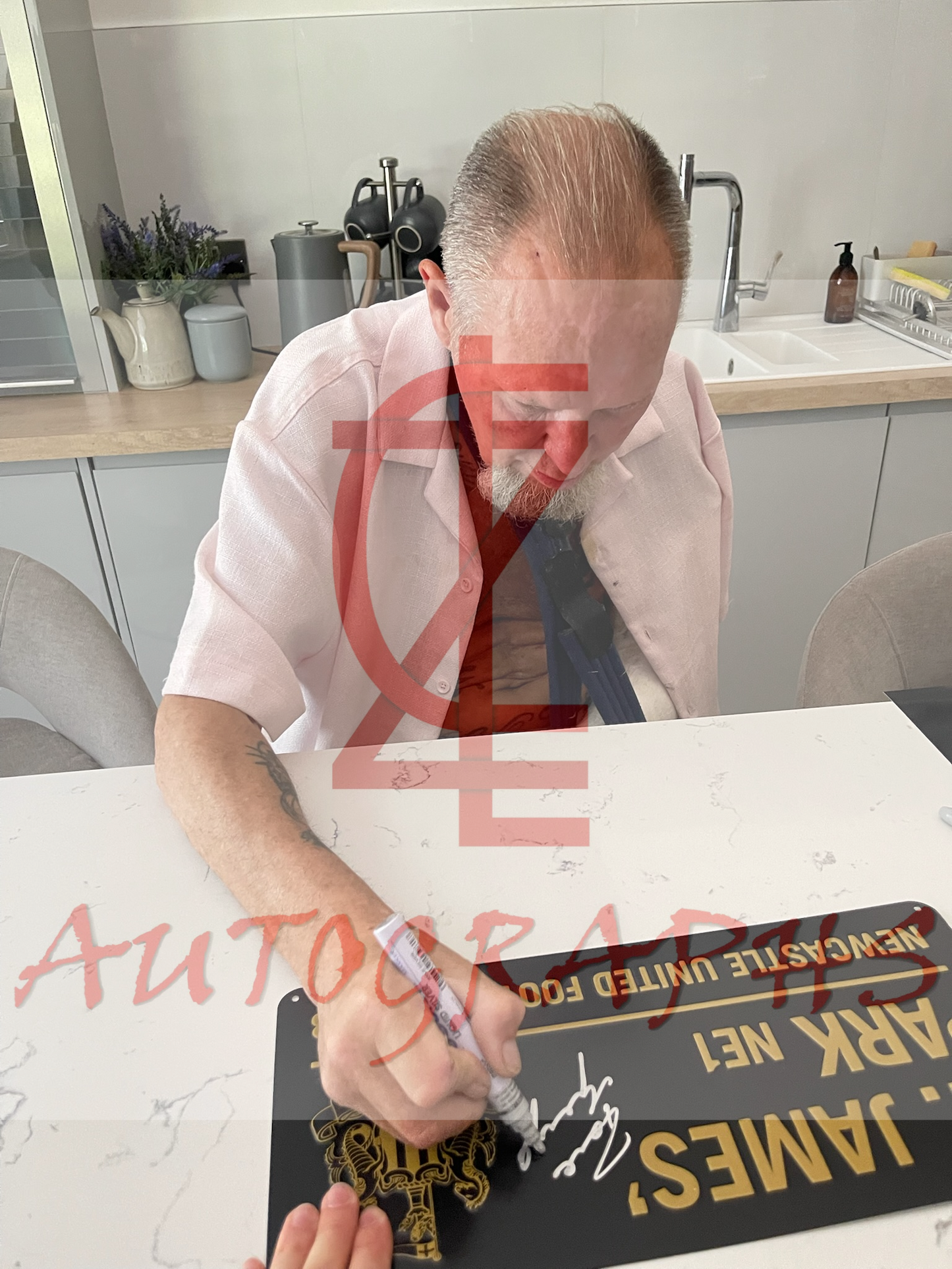 Paul Gascoigne Signed Newcastle United Football Club St James’ Park Gold Street Sign proof 5