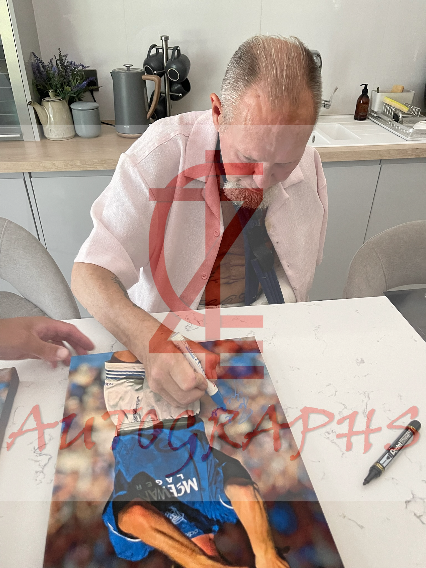 Paul Gascoigne Signed Rangers Flute Football Portrait Canvas 16x12 Proof 2