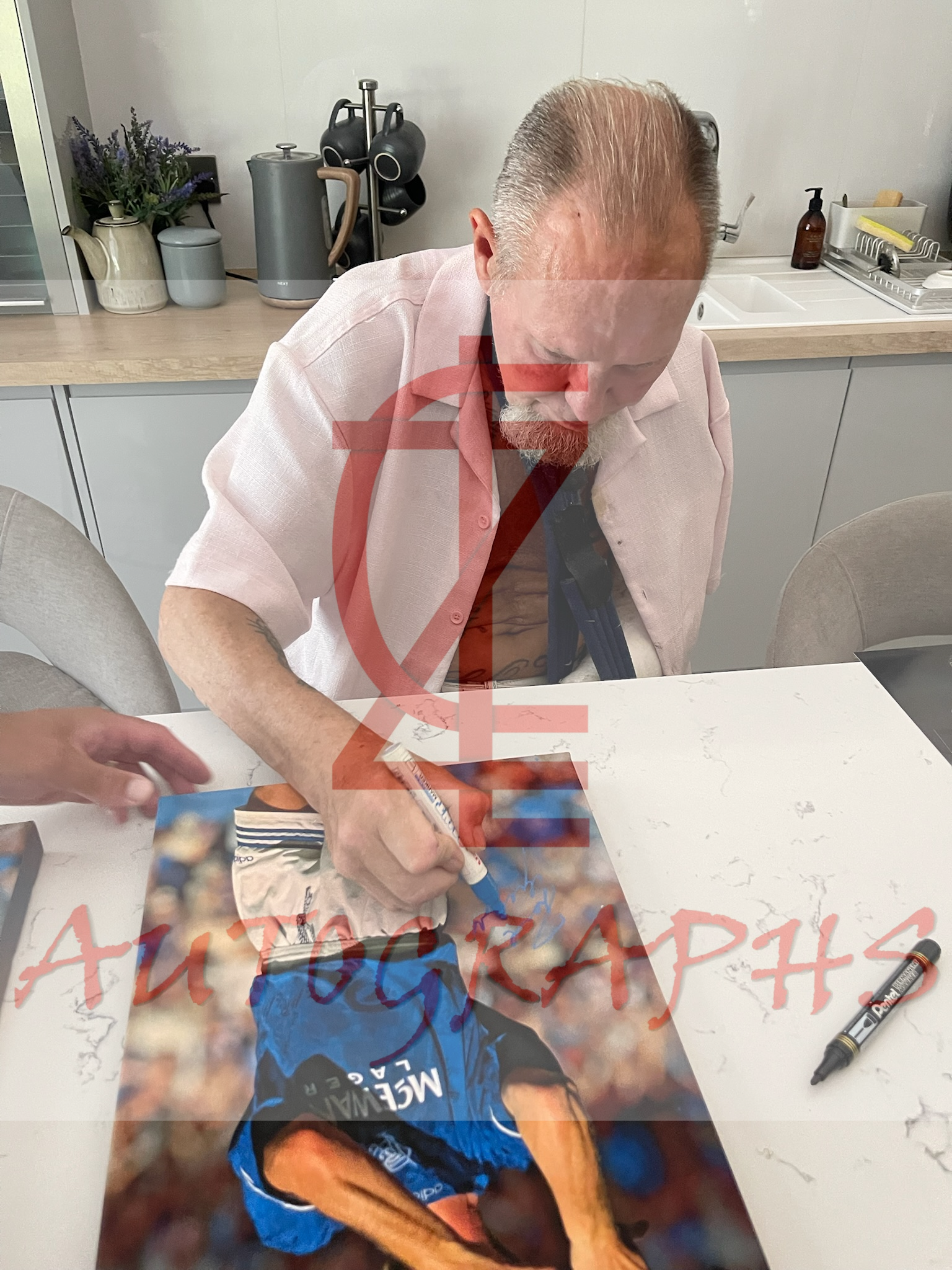 Paul Gascoigne Signed Rangers Flute Football Portrait Canvas 16x12 Proof 2