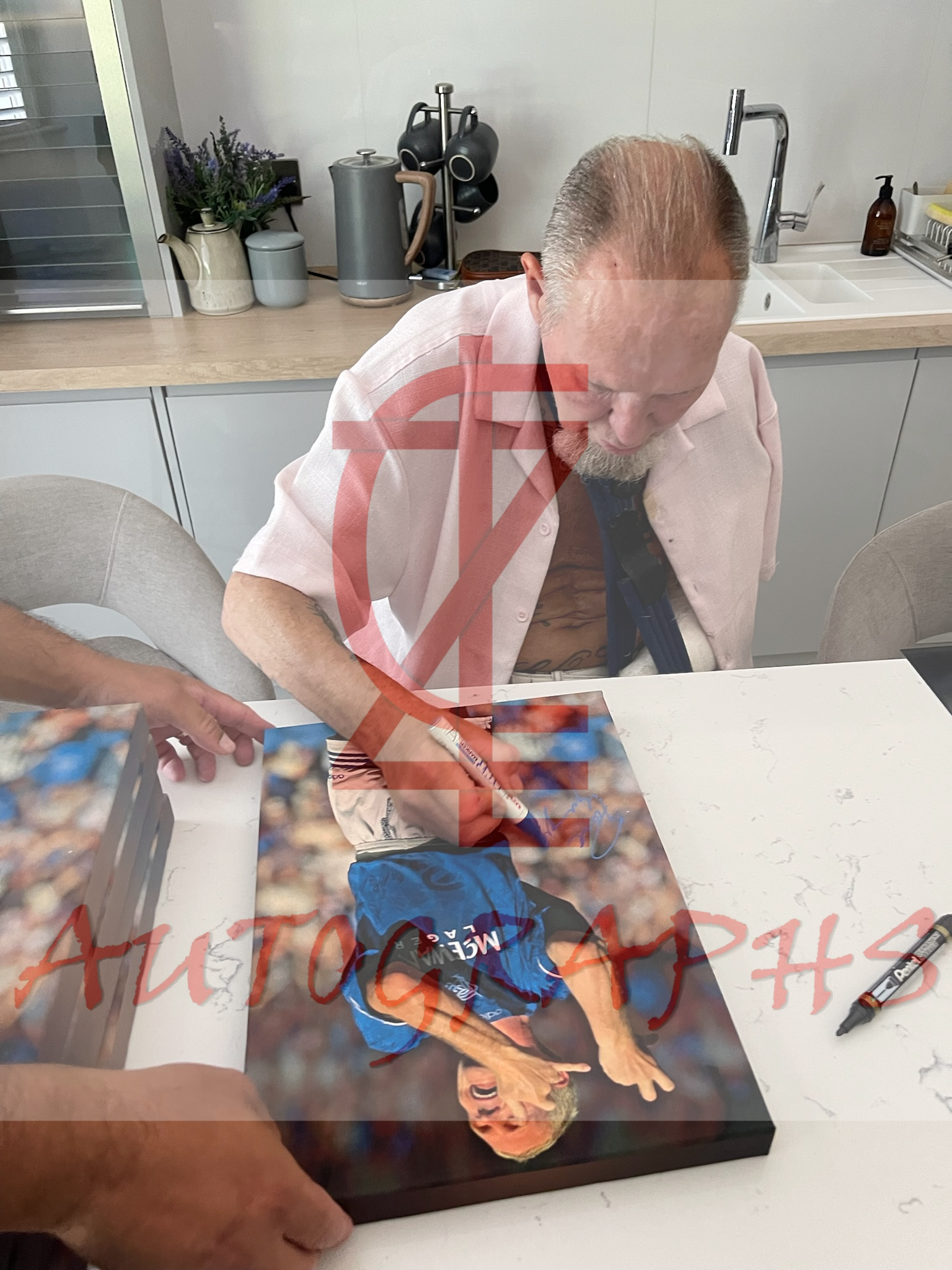 Paul Gascoigne Signed Rangers Flute Football Portrait Canvas 16x12 Proof 5