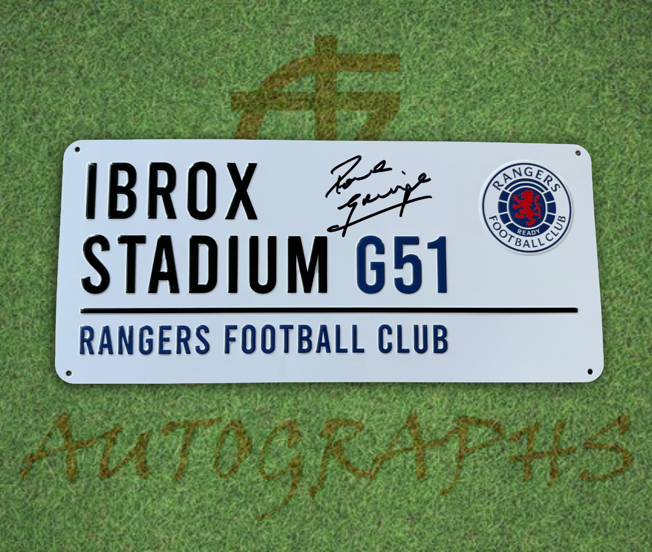 Paul Gascoigne Signed Rangers Football Club Ibrox Street Sign 2
