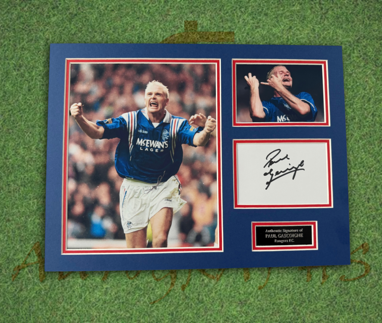Paul Gascoigne Signed Rangers Football Mount