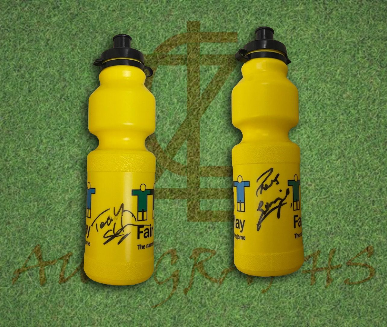 Paul Gascoigne and Teddy Sheringham Signed England Euro 1996 Water Bottle
