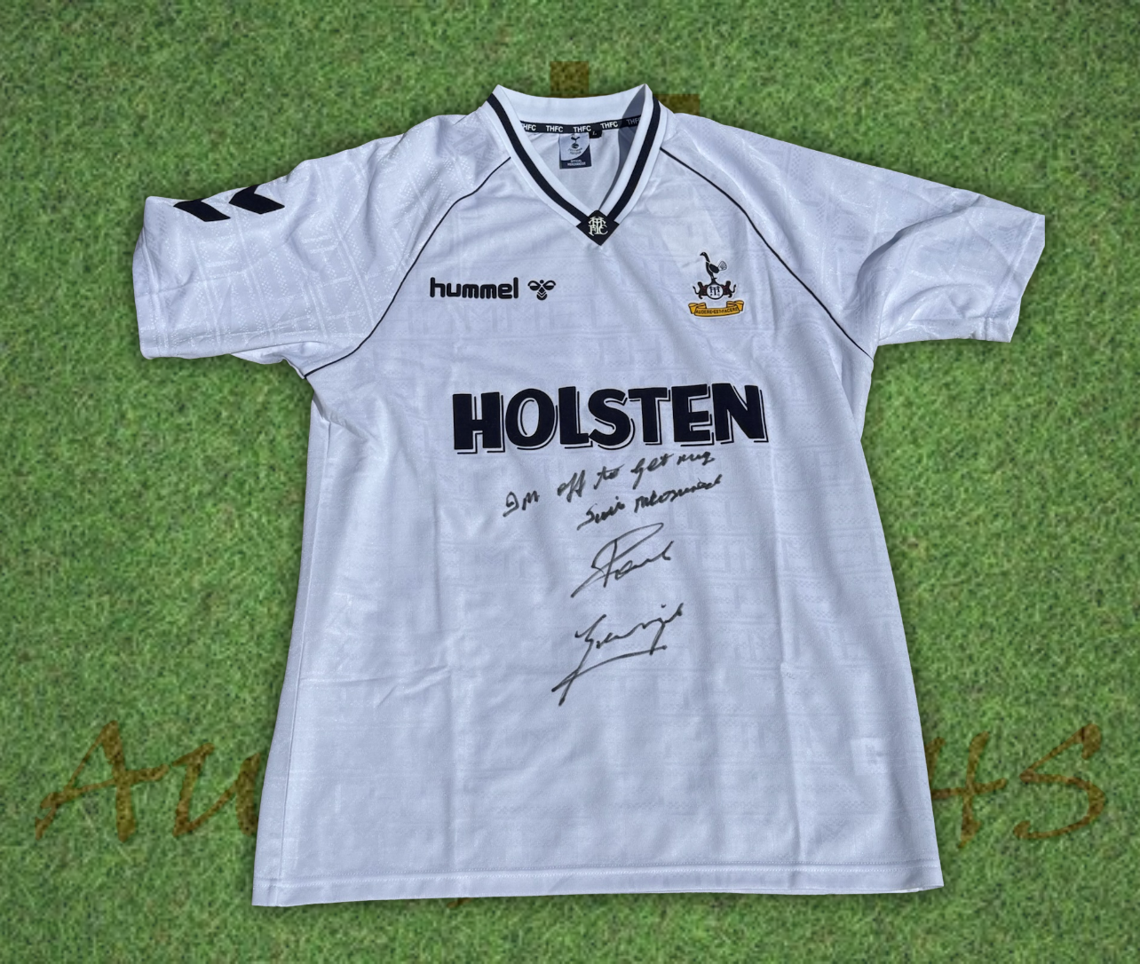 Paul Gazza Gascoigne Front Signed Tottenham Hotspur Football Club 1991 Shirt Iconic Quote