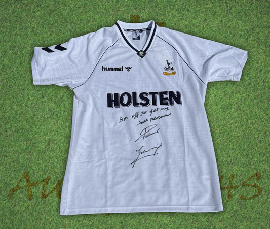 Paul Gazza Gascoigne Front Signed Tottenham Hotspur Football Club 1991 Shirt Iconic Quote