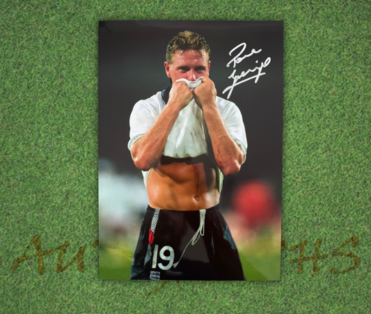 Paul Gazza Gascoigne Signed  England 1990 Tears A4 Photo 1