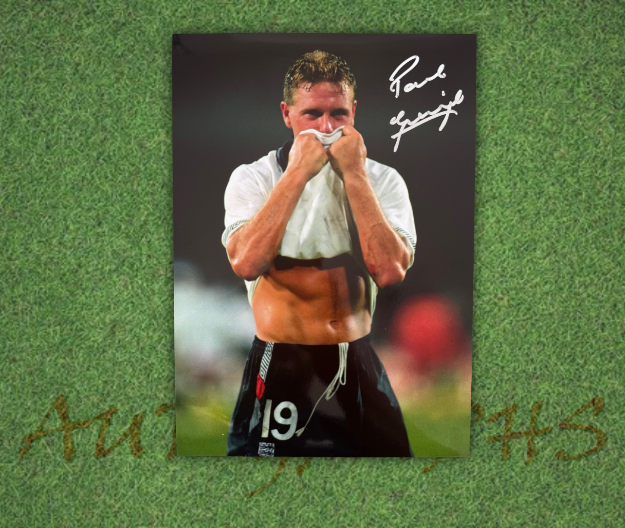 Paul Gazza Gascoigne Signed  England 1990 Tears A4 Photo 2