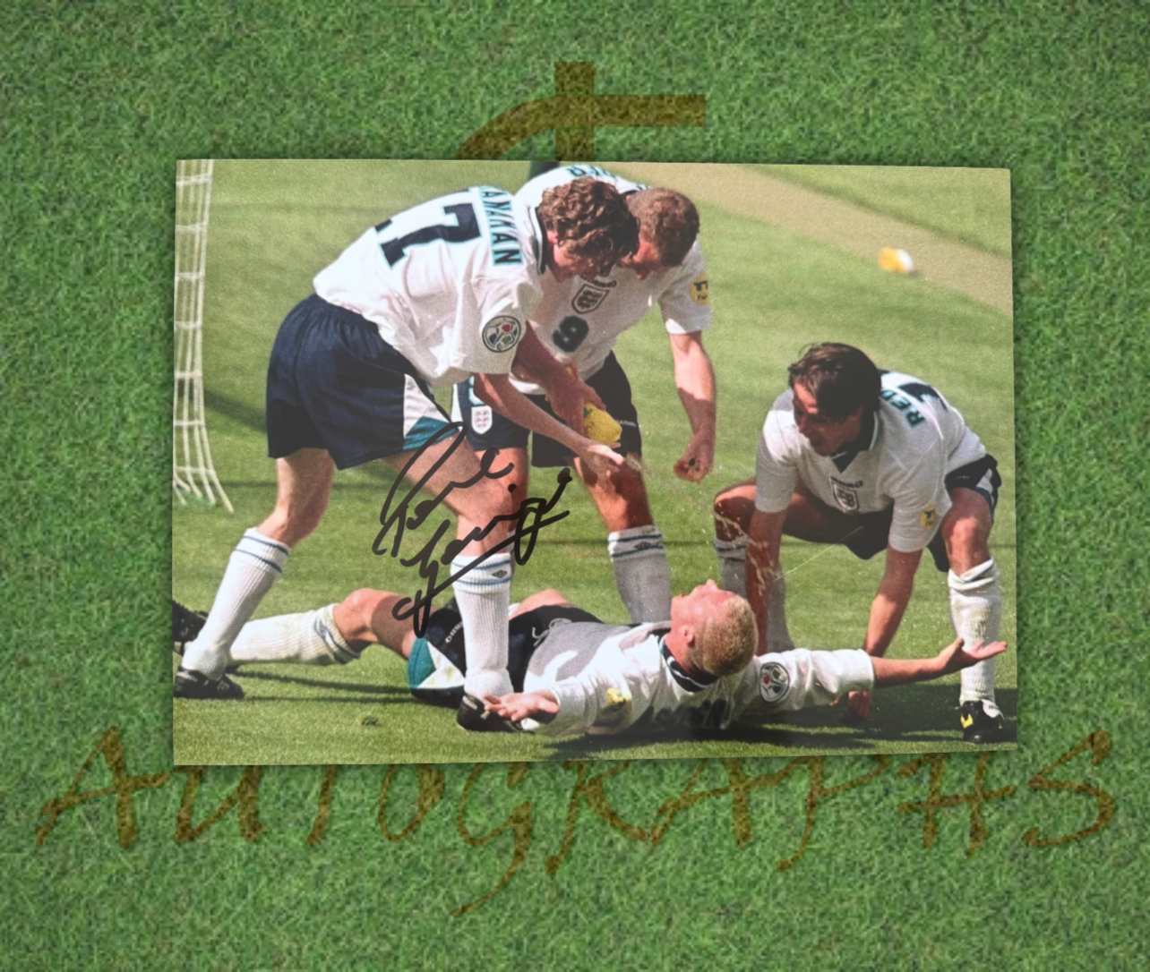 Paul Gazza Gascoigne Signed  England Dentist Chair Celebration A4 Photo 1