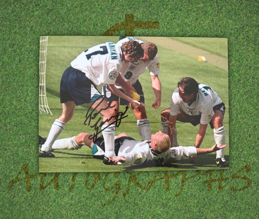 Paul Gazza Gascoigne Signed  England Dentist Chair Celebration A4 Photo 1