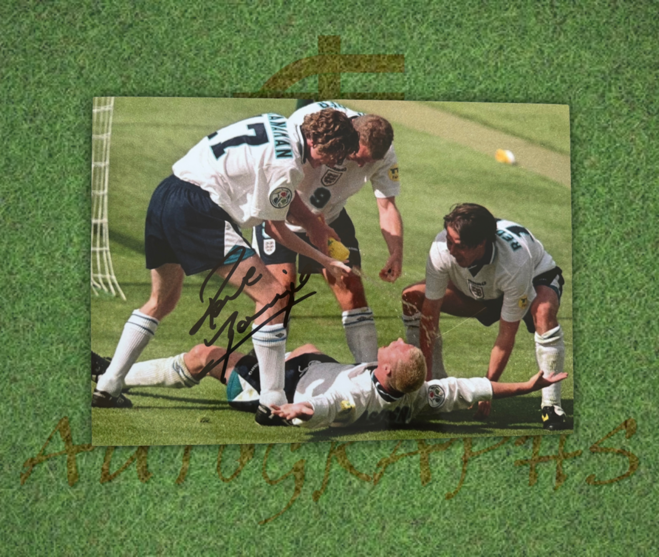 Paul Gazza Gascoigne Signed  England Dentist Chair Celebration A4 Photo 2